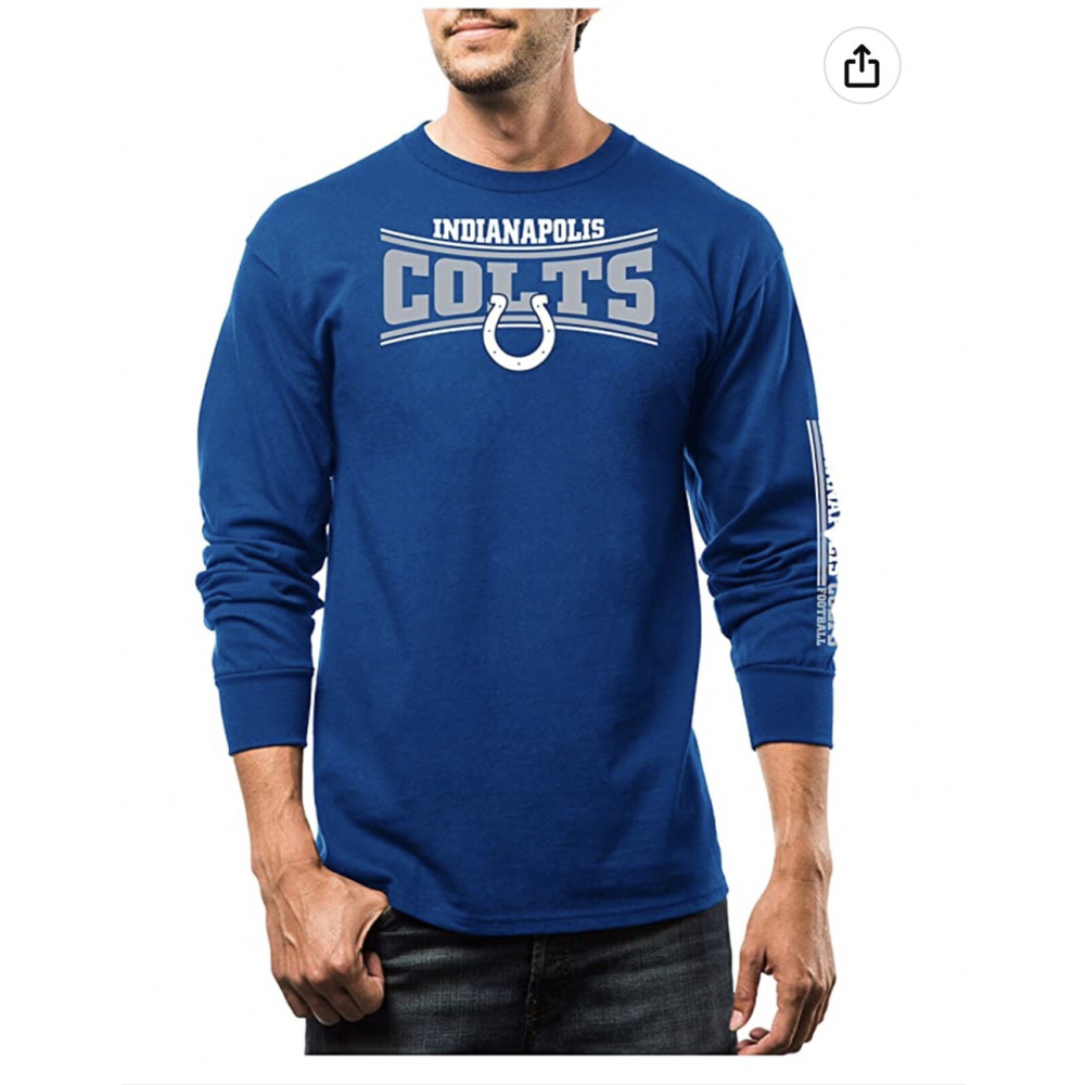 NFL Colts Shirt Long Sleeve Crew Neck Fleece Tackle Trap Prog Jacket Blue VFLFG